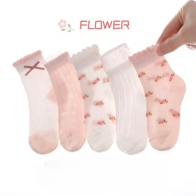 Summer Clothing Baby Girl - Skarpetki dziewczęce z uroczym wzorem kwiatów,