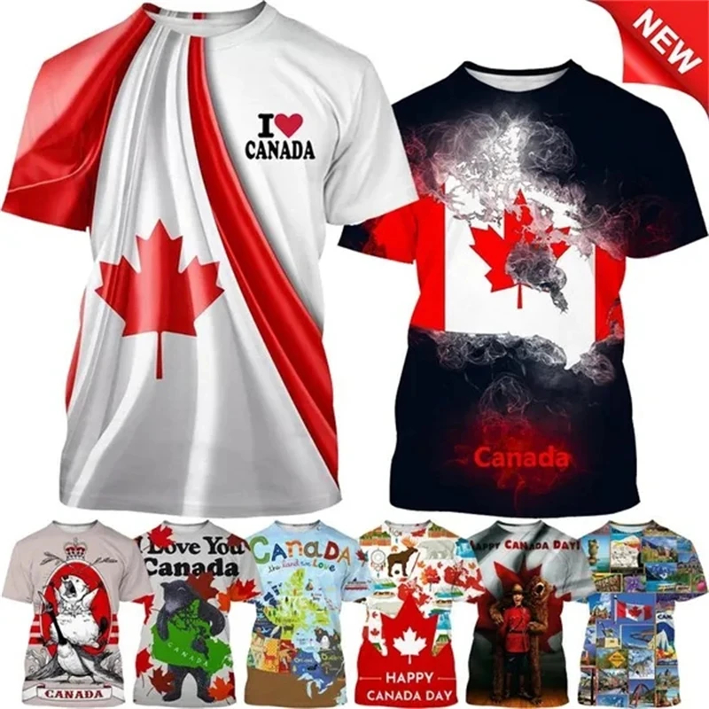 I Love Canada Flag Graphic T S – Summer Clothing Women Canada recenzja i cena